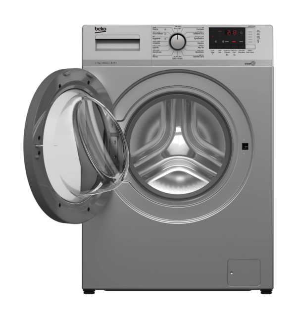 Beko WUE 75121 BS 7KG Front Load Washing Machine – Gray, 1000 RPM, 15 Programs, SteamCure Technology, A+++ Energy Rating.