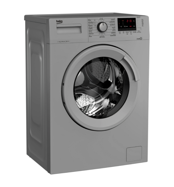 Beko WUE 75121 BS 7KG Front Load Washing Machine – Gray, 1000 RPM, 15 Programs, SteamCure Technology, A+++ Energy Rating.