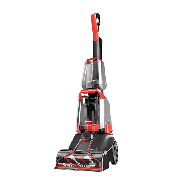 Bissell 2889K Turbo Clean PowerBrush Upright Carpet Cleaner with 4-row deep reach brush, dual-tank system, and 600W power for deep carpet cleaning.