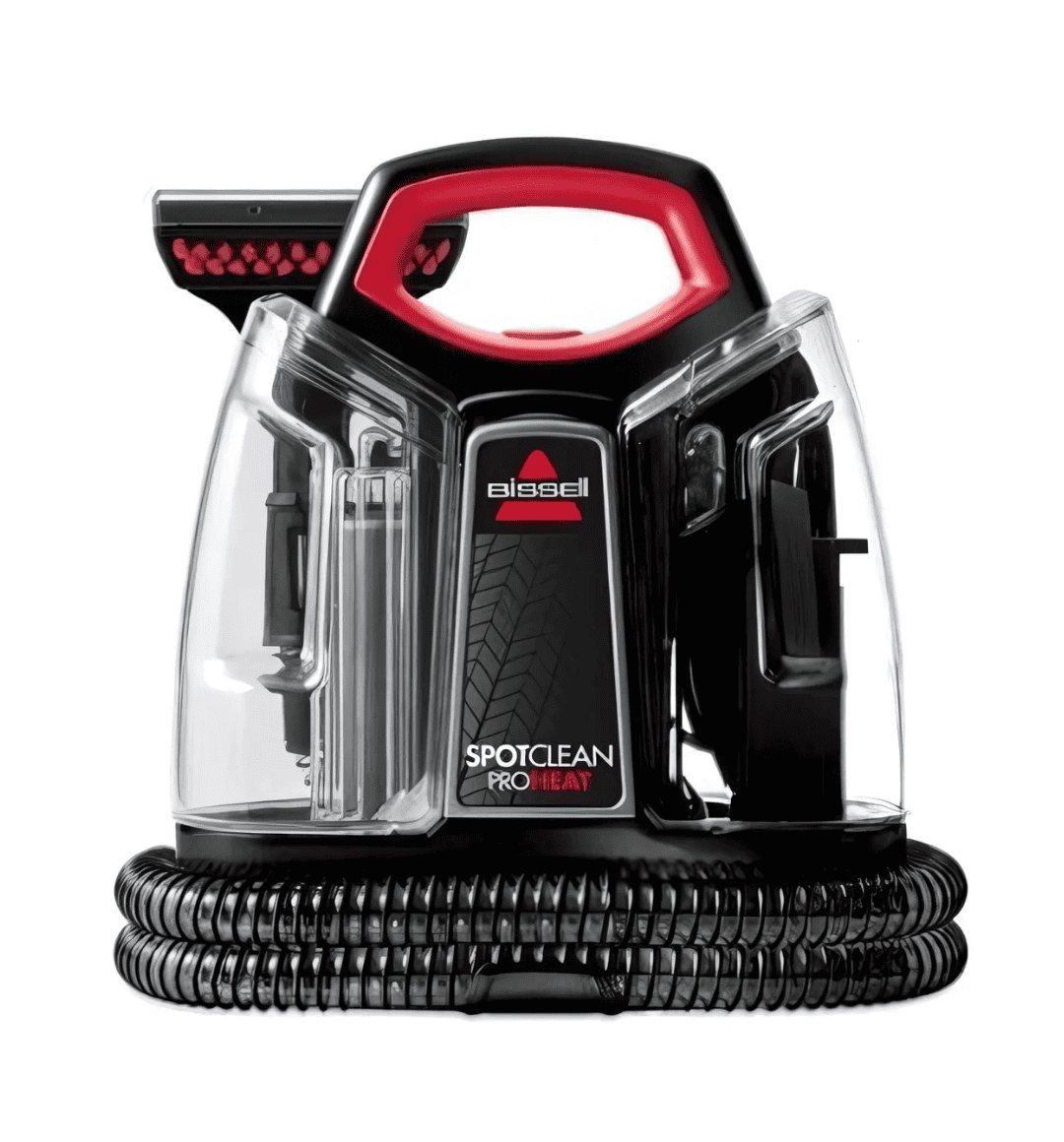 Bissell 4720E MultiClean Spot & Stain Portable Carpet Cleaner with 2-Tank System, HeatWave Technology, and Oxygen Boost formula for effective stain removal on carpets, upholstery, stairs, and auto interiors.