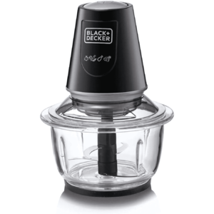 Black & Decker Chopper 1.2L GC400 - 400W vertical chopper with quad-blade system, 1.2L glass bowl, and pulse speed function for versatile food preparation