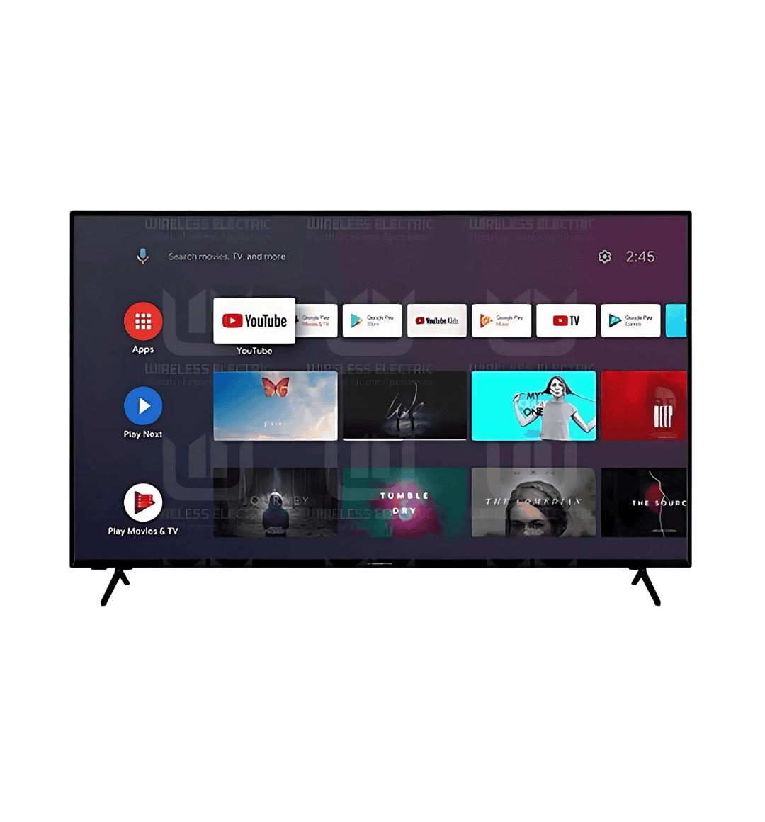 Campomatic 50" Frameless 4K Smart LED TV (LED50HUL) featuring Quad-Core Processor, 4K UHD, LG ThinQ AI, and a sleek frameless design.