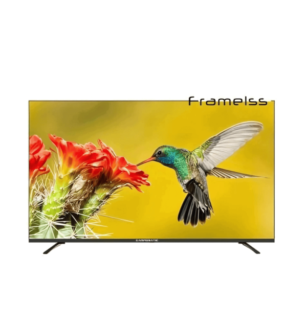 Campomatic 55" Frameless 4K Smart LED TV (LED55HUL) with UHD resolution, built-in soundbar, and ultra-slim frameless design.