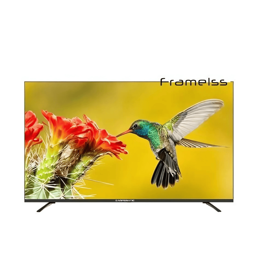 Campomatic 65" Frameless 4K Smart LED TV (LED65HUL) with UHD resolution, built-in soundbar, and ultra-slim frameless design.