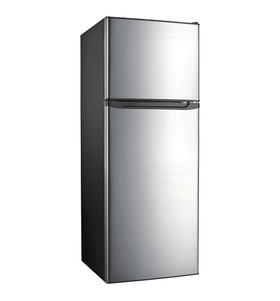 "Campomatic FR270X Top Mount Refrigerator – 270L Capacity, Stainless Steel, LED Lighting, Reversible Door, 4 Glass Shelves"