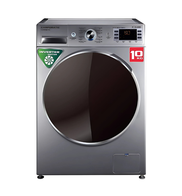 Campomatic WM10MA 10Kg Front Load Washing Machine – 1400 RPM, Silver Anthracite, Inverter BLDC Motor, 12 Programs