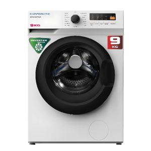 Campomatic WM94I 9Kg Front Load Washing Machine – White with Black Tinted Door, 1400 RPM, Inverter Brushless Motor, 15 Programs, Titanium Stainless Steel Drum, and A+++ Energy Efficiency.
