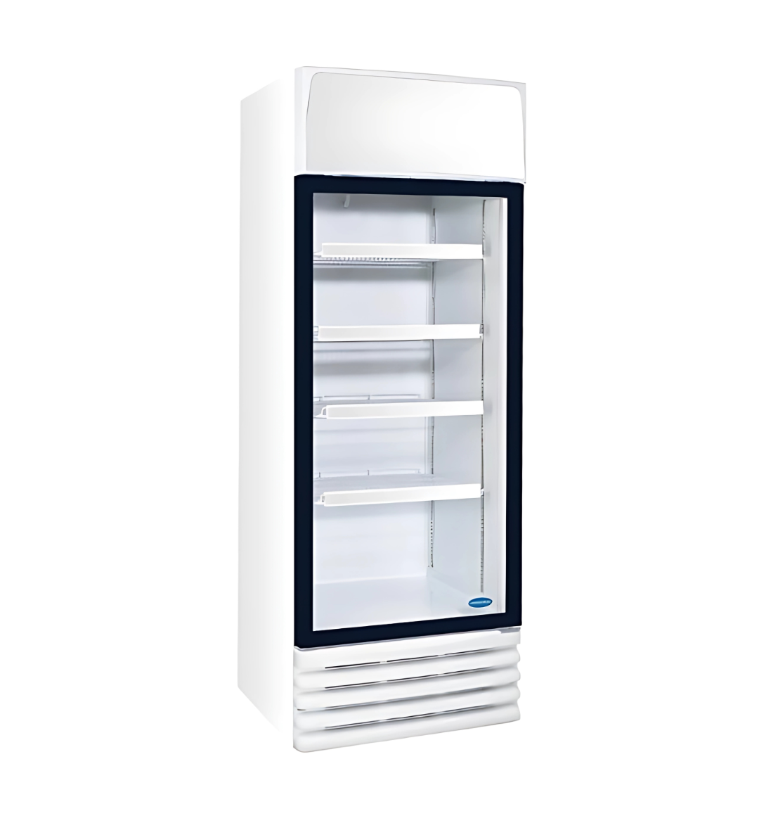 "Concord VBG1597W Vertical Bottle Cooler – 550L Capacity, 4 Shelves, Customizable White Finish"