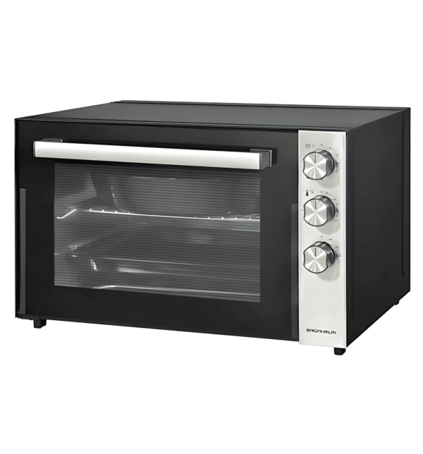 "Grunhem Electric Oven GN-70KAS – 70L capacity, 2500W power, black front inox finish, perfect for baking and roasting."