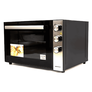 "Grunhem Electric Oven GN-70KAS – 70L capacity, 2500W power, black front inox finish, perfect for baking and roasting."