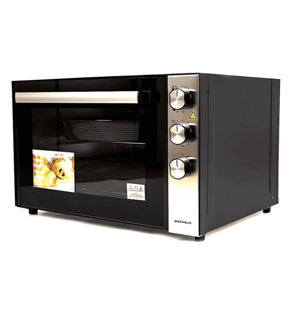 "Grunhem Electric Oven GN-70KAS – 70L capacity, 2500W power, black front inox finish, perfect for baking and roasting."