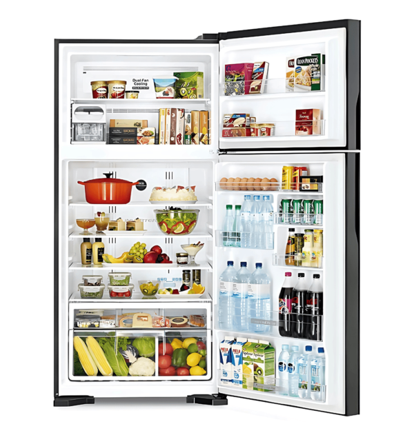 "Hitachi R-V765PUQ7 PWH 20 Cu. Ft. Inverter Refrigerator – No-Frost, Dual Fan Cooling, Touch Screen Controller, Nano Titanium Filter"