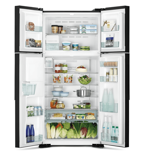 "Hitachi RW760PK7GGR 760L 4-Door Refrigerator – Glass Grey, Dual Fan Cooling, Inverter Control, No Frost