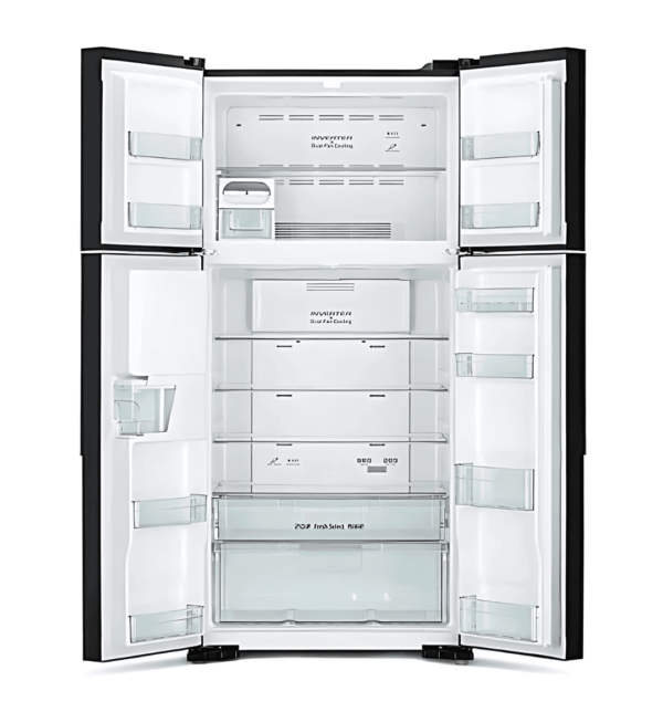 "Hitachi RW760PUK7GGR 760L Glass Grey French Door Refrigerator – Inverter Cooling, Dual Fan, Water Dispenser"