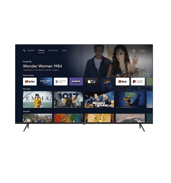 JVC 75" Edgeless 4K QLED Android Smart TV (LT-75NQ6115) with Dolby Vision, Dolby Atmos, and Chromecast built-in.