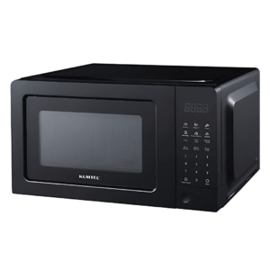 Kumtel HMDG01 built-in microwave with 20L capacity, 700W power output, 7 power levels, touch control panel, grill function, internal lighting, and an easy-to-clean surface in a sleek black finish.