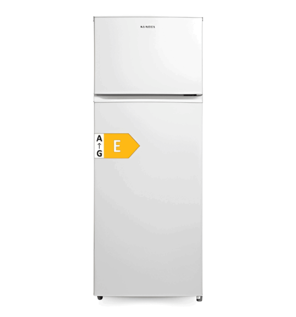 "Kumtel HTMF210 204L Top Mount Refrigerator – Compact, Energy Efficient, White Finish, Reversible Door"