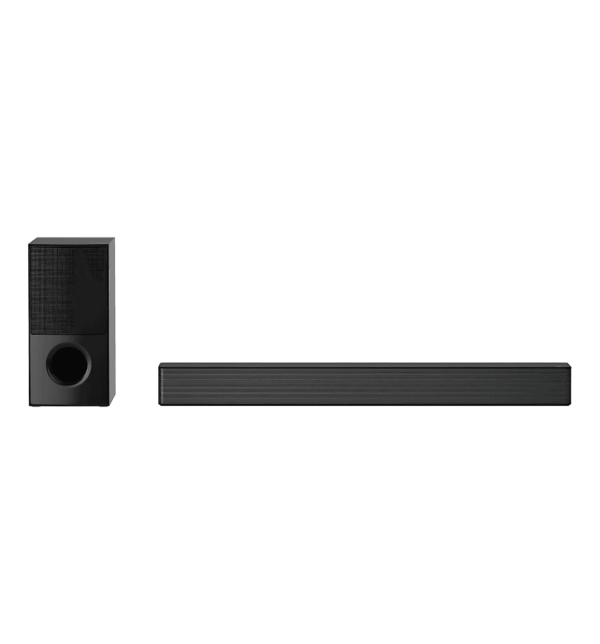 LG 4.1ch 600W Soundbar with Wireless Subwoofer, DTS Virtual:X, AI Sound Pro, and Bluetooth Connectivity.