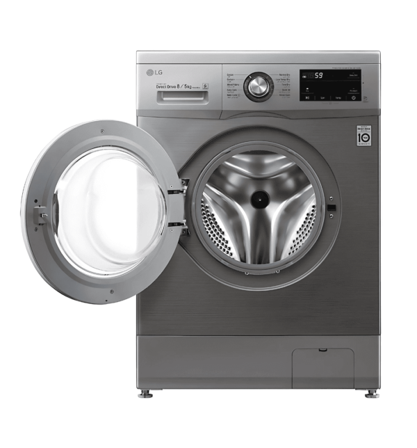 LG F4J3TMG5P 8/5kg Front Load Washer Dryer in Platinum Silver with AI Direct Drive, 6 Motion, Steam™, and WiFi Connectivity