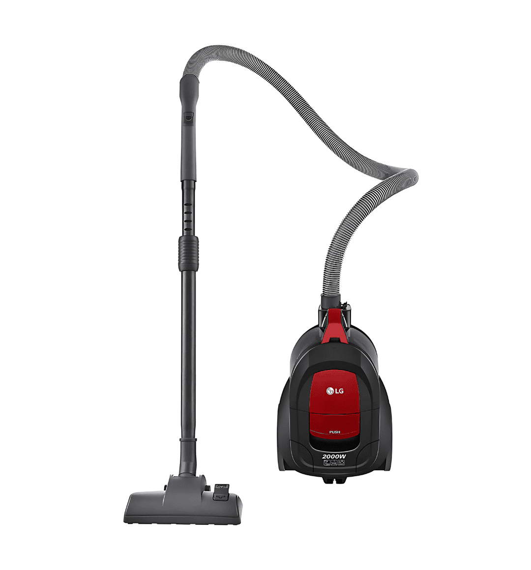 LG VC5420NNTR 2000W bagless vacuum cleaner with Ellipse Cyclone technology, a 1.3L dust bin, and long-lasting suction power for effective and easy cleaning.