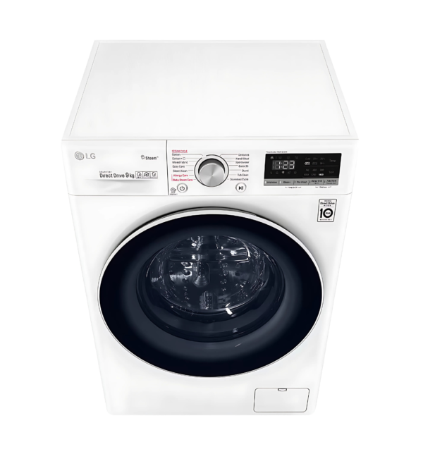 LG Vivace WV4149WVG 9Kg Front Load Washing Machine – White, AI DD™ Technology, Steam Function, 1400 RPM Spin Speed, and Glass Door for superior washing performance.