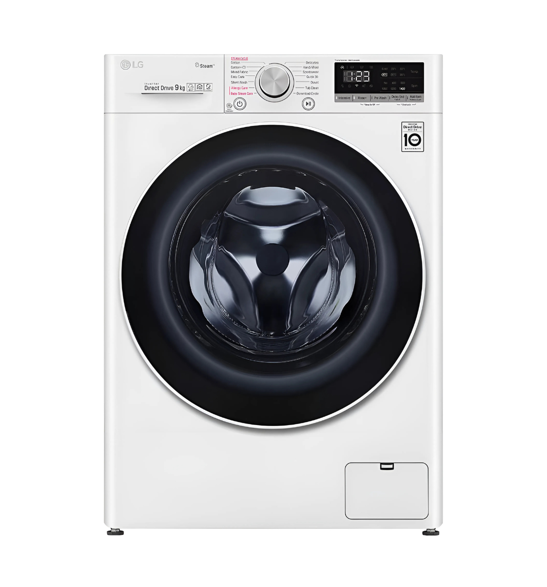 LG Vivace WV4149WVG 9Kg Front Load Washing Machine – White, AI DD™ Technology, Steam Function, 1400 RPM Spin Speed, and Glass Door for superior washing performance.