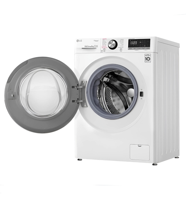 LG WV7142WVP 10.5Kg Front Load Washing Machine – White, AI Direct Drive, Steam Cleaning, ThinQ Technology for smart laundry care.