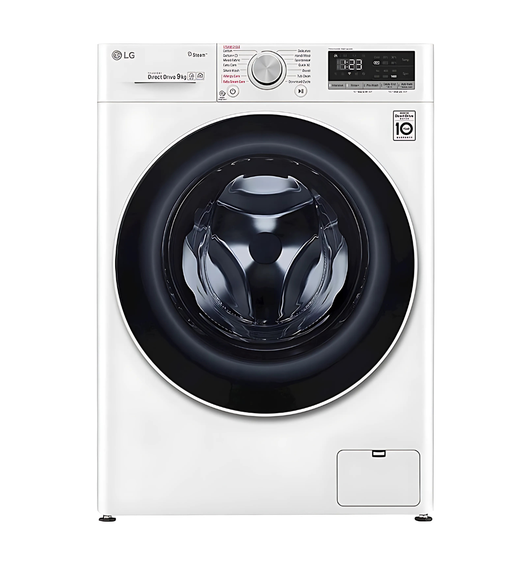 LG WV7142WVP 10.5Kg Front Load Washing Machine – White, AI Direct Drive, Steam Cleaning, ThinQ Technology for smart laundry care.