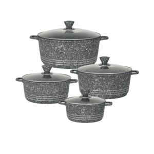Laria Stockpot Set 4pc Grey Granite 10883 - Non-stick, durable cookware set with granite design and 4-piece stockpot collection for versatile cooking