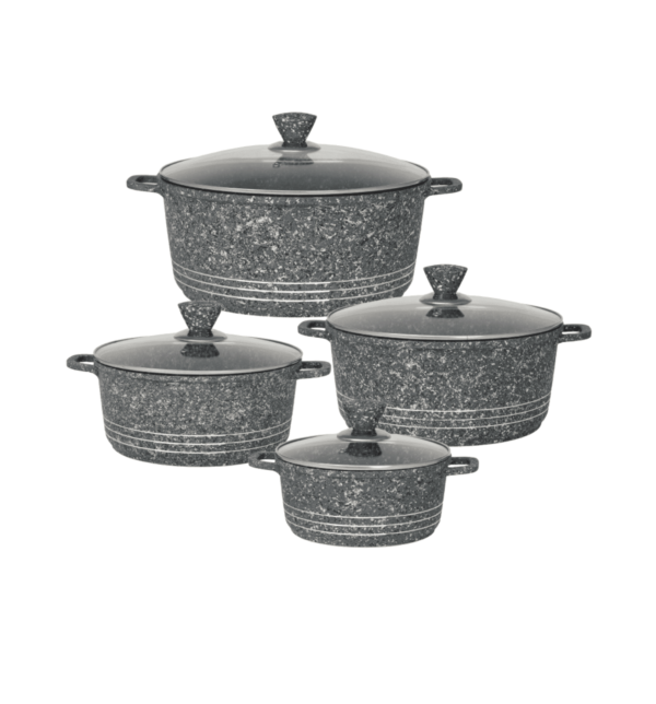 Laria Stockpot Set 4pc Grey Granite 10883 - Non-stick, durable cookware set with granite design and 4-piece stockpot collection for versatile cooking