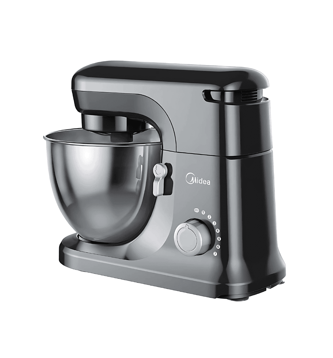 Midea Kitchen Machine BM2098A-2 – 400W stand mixer with a 4.5L stainless steel bowl, 7-speed control, and included whisk, dough hook, and beater for all your baking needs.