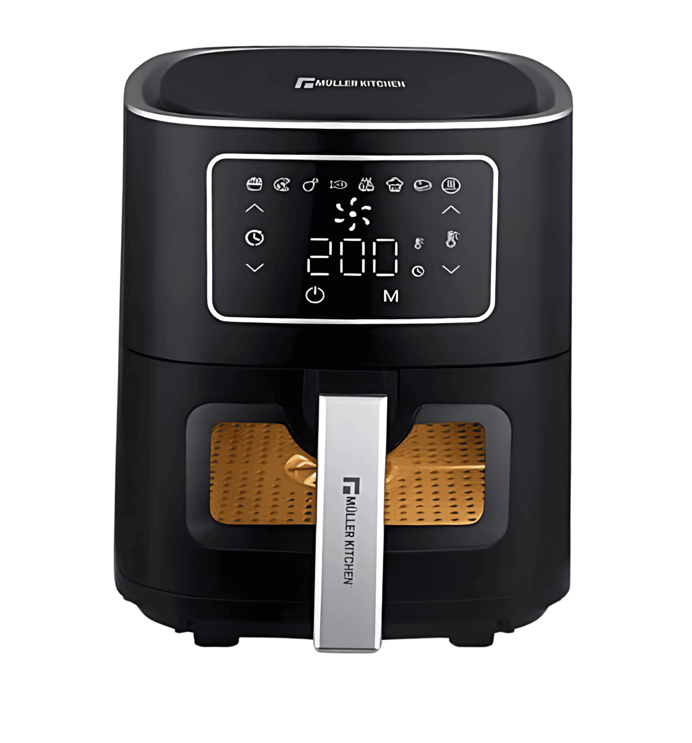 Muller Kitchen 5.5L Air Fryer MK-6067 – Healthy cooking with 80% less fat, 1700W power, 8 preset programs, non-stick German GREBLON E2 coating, digital LCD display, and a viewing window