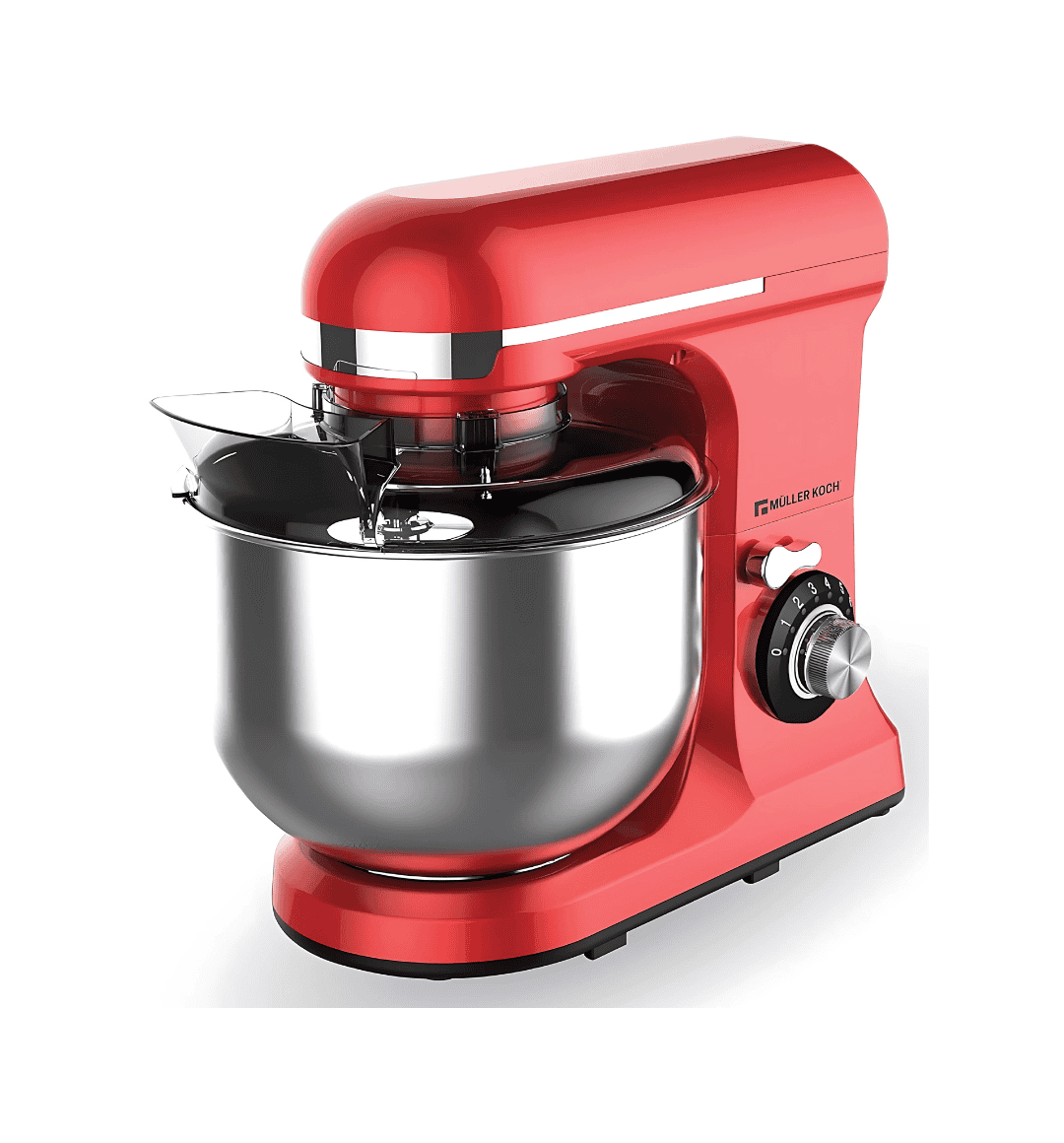 Muller Koch 1300W Stand Mixer MK-6039 with 7L stainless steel bowl, multiple speed settings, and versatile attachments.