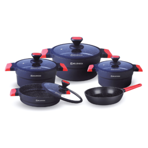 Muller Koch 9 Pcs Premium Series MK-5011 - Non-stick cookware set with GREBLON C3+ coating, induction base, and PFOA-free design for healthy cooking