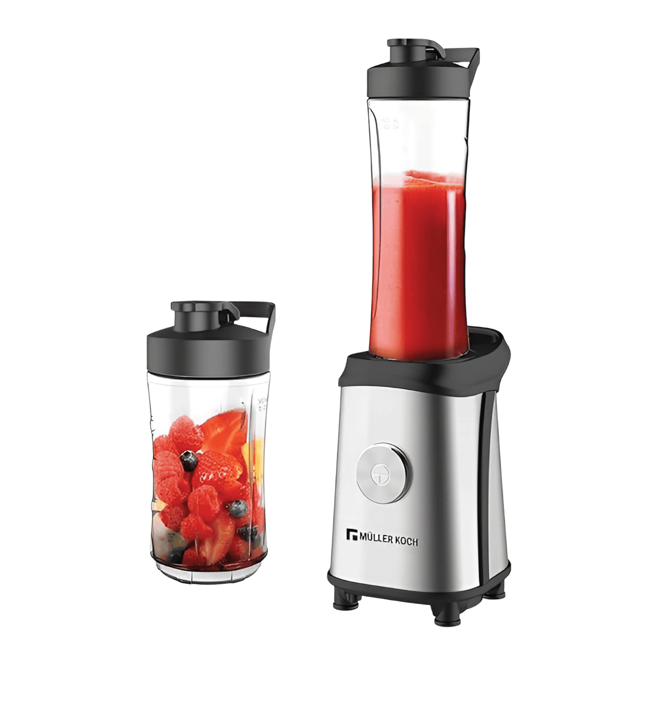 Muller Koch Sport Blender MK-6037 - Compact 350W mini blender with 2 BPA-free bottles, stainless steel blades, and portable design for fresh smoothies and drinks