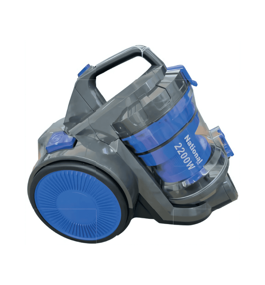 National STW265 Vacuum Cleaner with 2200W power, bagless cyclonic technology, HEPA filter, metal telescopic tube, and 360° swivel hose for powerful and flexible cleaning.