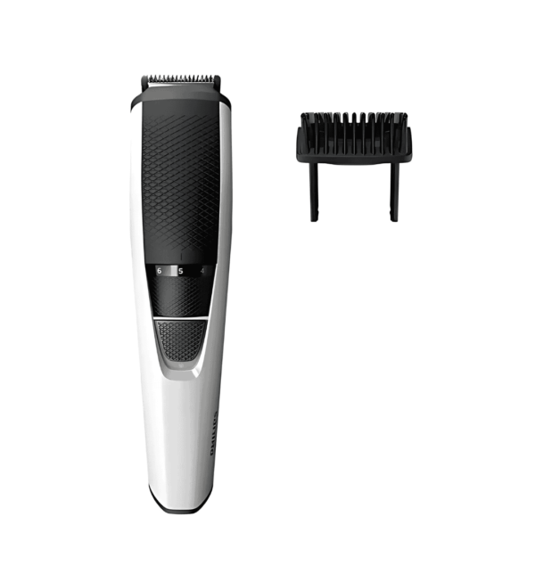 Philips Beardtrimmer Series 3000 BT3206A with 45-minute cordless runtime, stainless steel blades, Lift & Trim comb system, and ergonomic grip for precise beard trimming.