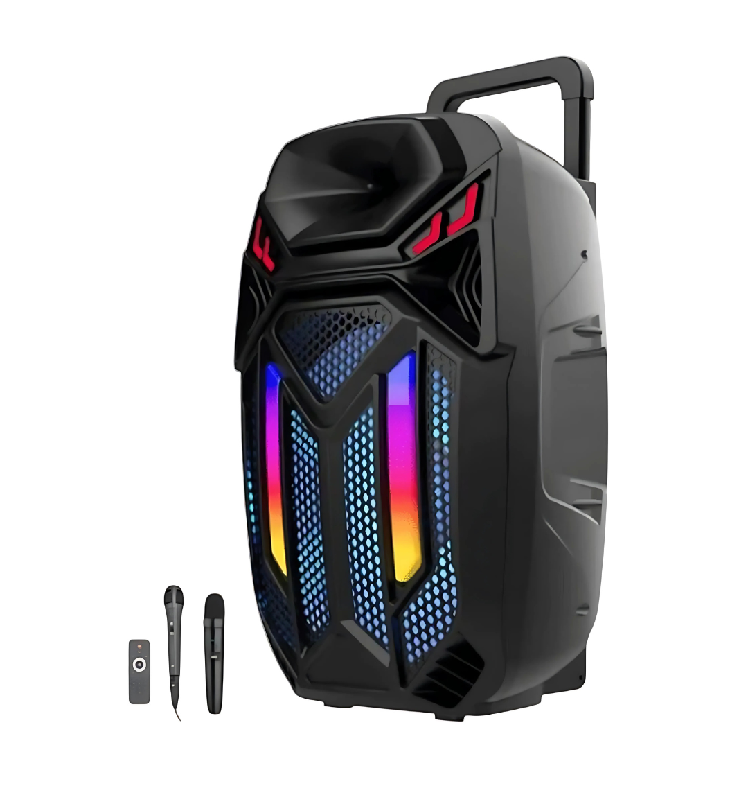 ZQS-15108 Outdoor Portable Bluetooth Speaker, 15-Inch, 40W Power, Heavy Bass, Scary Lighting, Pull Rod Design.