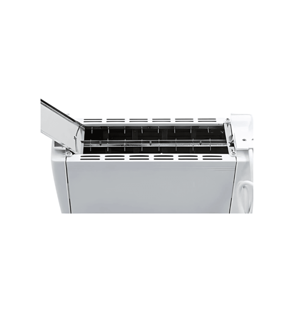 RAF 4-Slice Toaster R-265 with 1200W power, 6 adjustable toasting levels, extra-wide slots, and self-centering guides for even toasting.