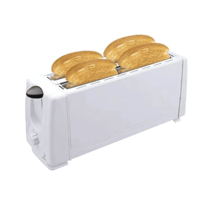 RAF 4-Slice Toaster R-265 with 1200W power, 6 adjustable toasting levels, extra-wide slots, and self-centering guides for even toasting.
