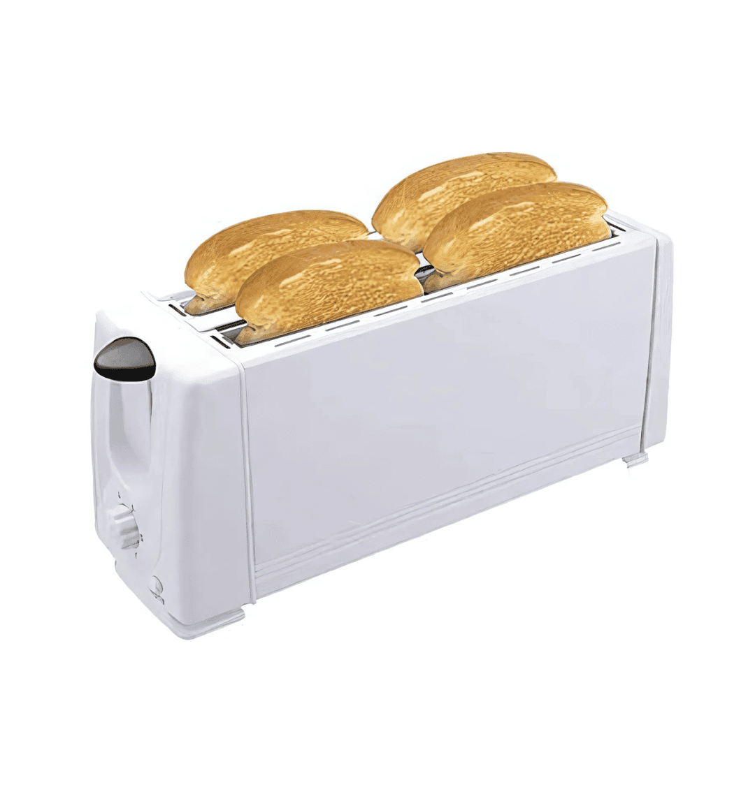 RAF 4-Slice Toaster R-265 with 1200W power, 6 adjustable toasting levels, extra-wide slots, and self-centering guides for even toasting.