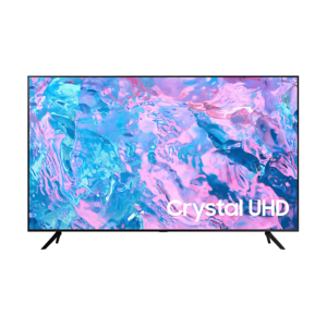 SAMSUNG 50" Crystal Smart TV (AU50CU7000) featuring 4K resolution, HDR10+, Dynamic Crystal Color, and Dolby Digital Plus sound for an enhanced viewing experience.
