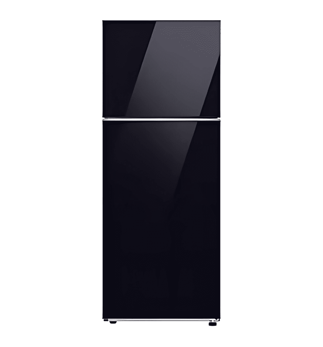 "Samsung RT47CB664222IQ Top Mount Freezer – Clan Black, Mono Cooling, Digital Inverter Compressor, All-Around Cooling, Deodorizing Filter, Recessed Handle."