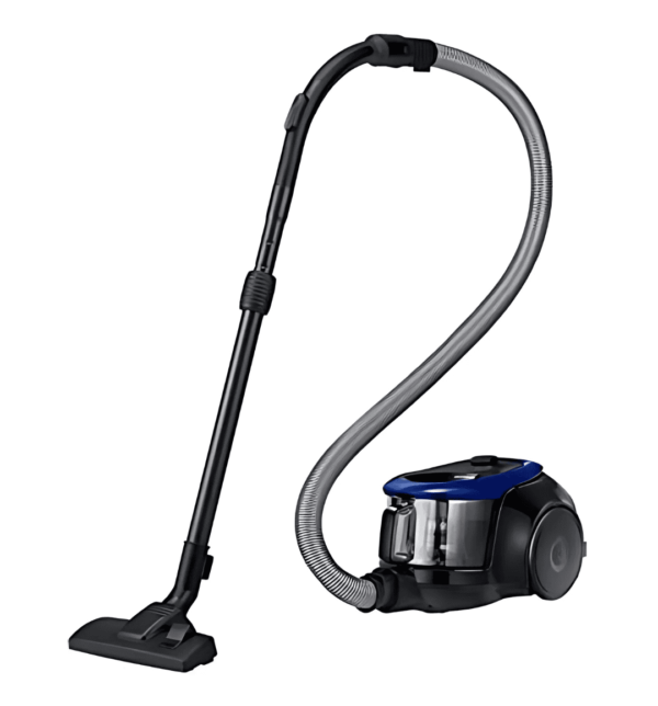 Samsung VC18M2120SB/SG Canister Bagless Vacuum Cleaner with 1800W motor and cartridge filter for multi-surface cleaning.
