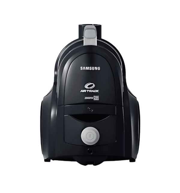 Samsung VCC4570S3K 2000W bagless vacuum cleaner with 1.3L dust capacity and steel telescopic friction tube, offering 470W suction power for deep cleaning.