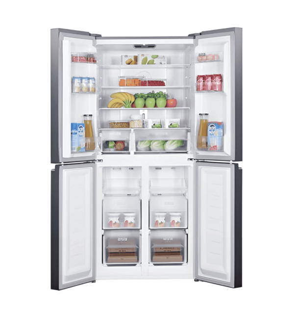 "Sharp SJ-FH560-BK3 560L French 4-Door Refrigerator – Black Glass, Inverter, Plasmacluster, Super Freeze, and Holiday Mode"