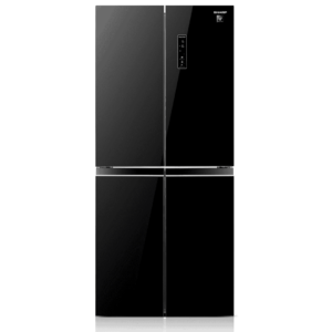 "Sharp SJ-FH560-BK3 560L French 4-Door Refrigerator – Black Glass, Inverter, Plasmacluster, Super Freeze, and Holiday Mode"
