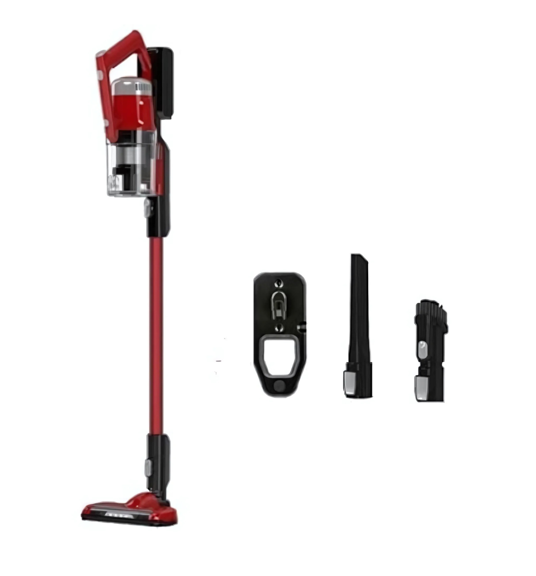 Sharp EC-CS150DC-RZ Cordless Vacuum Cleaner, 150W motor, 0.3L bagless dustbin, up to 40 min runtime, lightweight and ergonomic design.