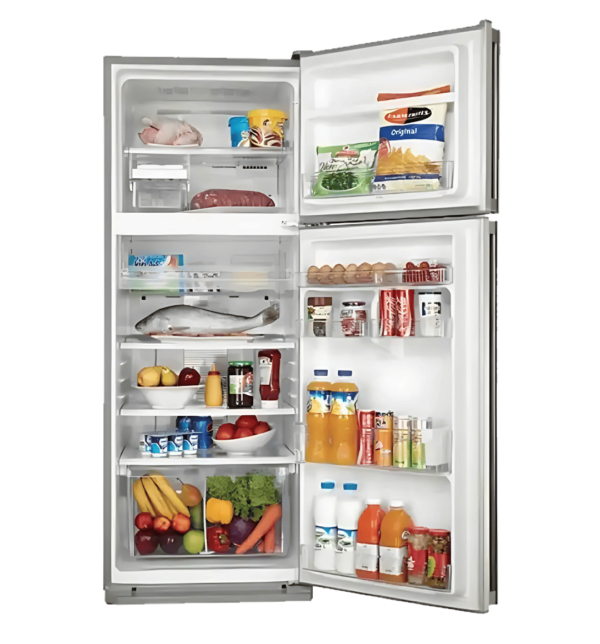 "Sharp SJ-48CST No Frost Refrigerator – 384L, Stainless Steel with Nano Deodorizer Filter, Low Noise, 2 Doors"