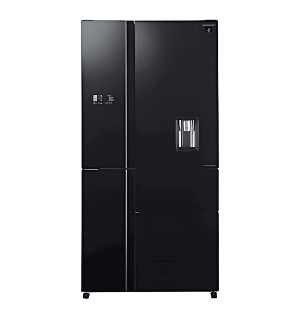 "Sharp SJ-FSD910N-BK5 4-Door Refrigerator – 26 Cu Ft, Automatic Defrost, Ice Maker, Black Finish"